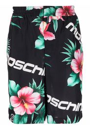 Moschino Shorts aus Seide mit Blumen-Print - Schwarz