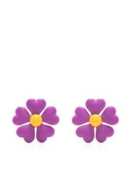 Moschino leather flower clip-on earrings - Violett