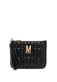 Moschino quilted logo-plaque clutch bag - Schwarz