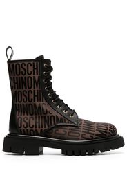 Moschino all over logo-print boots - Braun