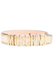 Moschino embellished-logo leather belt - Nude