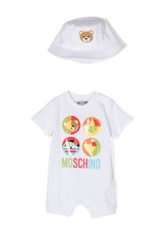 Moschino Kids Set aus Strampler und Mütze mit Teddy - Weiß