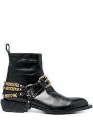 Moschino logo-lettering leather boots - Schwarz