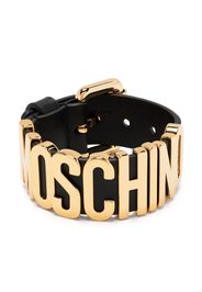 Moschino Lederarmband mit Logo-Prägung - Schwarz