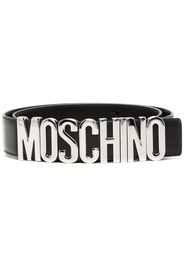 Moschino logo-lettering leather loafers - Schwarz