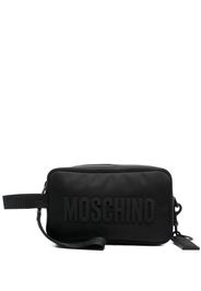 Moschino logo-print wash bag - Schwarz