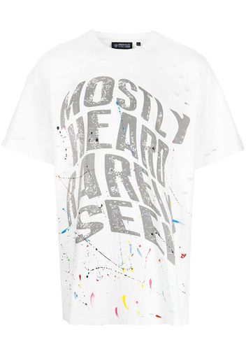 Mostly Heard Rarely Seen T-Shirt mit verzerrtem Text - Weiß