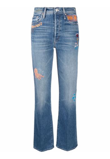 MOTHER embroidered straight-leg jeans - Blau