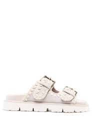 Mou whipstitch-trim calf-suede slides - Grau