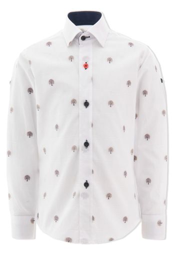 Moustache maple-embroidered organic cotton dress shirt - Weiß