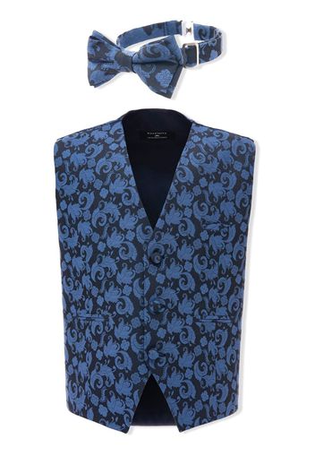 Moustache baroque-print waistcoat set - Blau