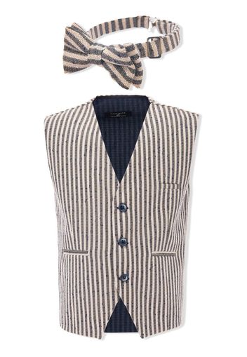 Moustache stripe-print waistcoat set - Nude