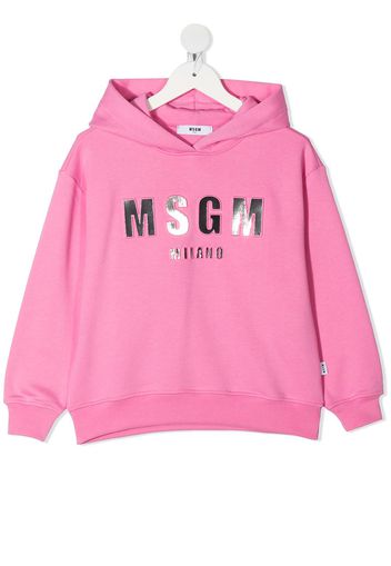 MSGM Kids Hoodie mit Metallic-Logo - Rosa