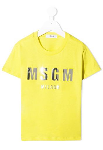 MSGM Kids T-Shirt mit Metallic-Logo - Grün