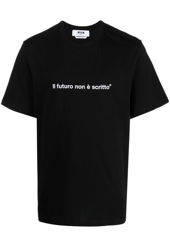 MSGM slogan-print cotton T-Shirt - Schwarz