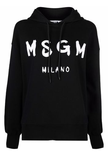 MSGM Hoodie mit Logo-Print - Schwarz