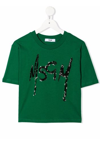 MSGM Kids T-Shirt mit rundem Ausschnitt - Grün