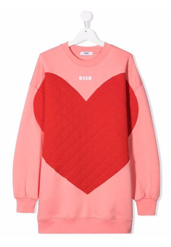 MSGM Kids TEEN Sweatshirtkleid mit Herz-Print - Rosa