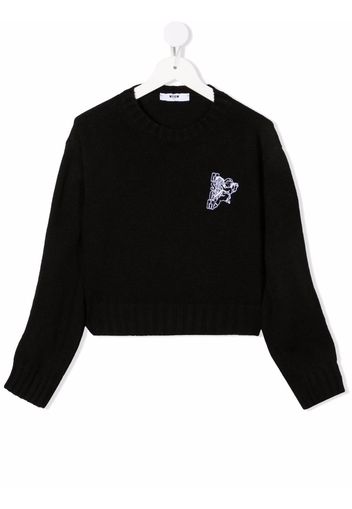 MSGM Kids logo-embroidered cropped jumper - Schwarz