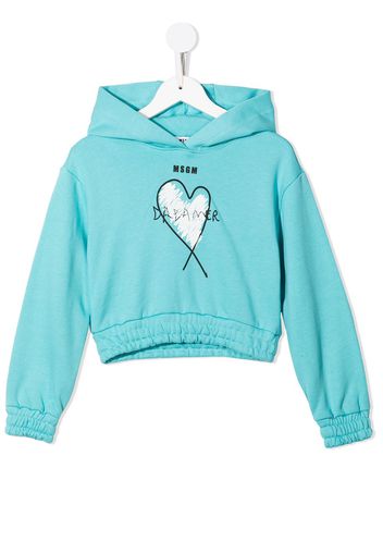MSGM Kids logo-print pullover hoodie - Blau