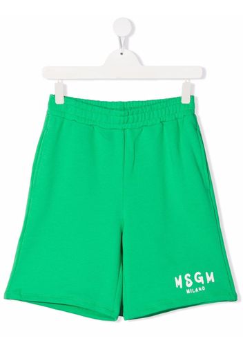 MSGM Kids TEEN logo-print track shorts - Grün