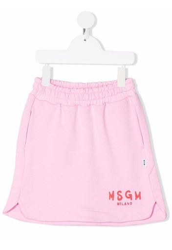 MSGM Kids logo-print cotton skirt - Rosa