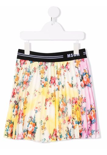 MSGM Kids floral-print pleated skirTEEt - Rosa