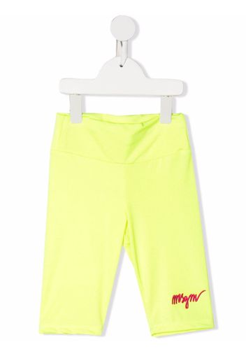 MSGM Kids logo embroidered leggings - Gelb