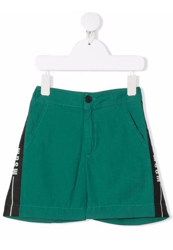 MSGM Kids logo-tape elasticated shorts - Grün