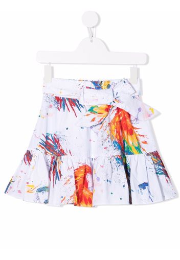 MSGM Kids ruffled paint-splatter skirt - Weiß