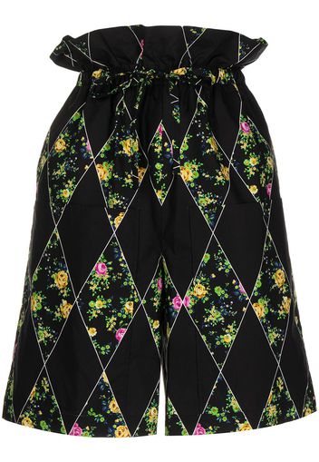 MSGM floral-print high-waisted shorts - Schwarz