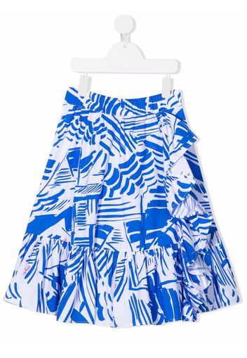 MSGM Kids abstract-print midi skirt - Blau