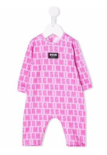 MSGM Kids logo-print long-sleeve romper - Rosa