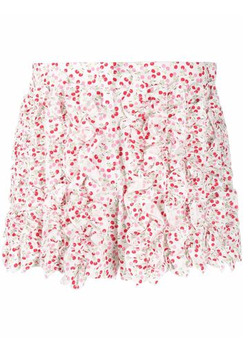 MSGM cherry-print ruffled mini shorts - Weiß