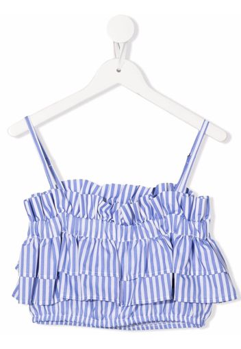 MSGM Kids striped ruffle blouse - Blau