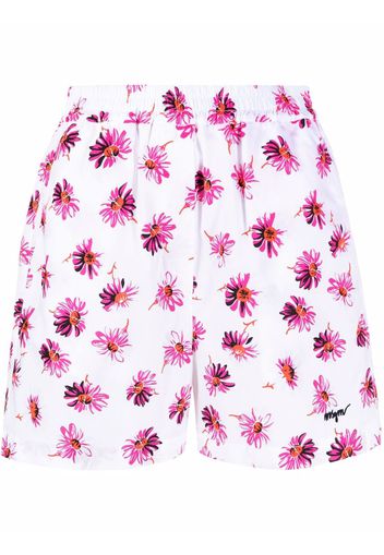 MSGM floral-print cotton shorts - Weiß