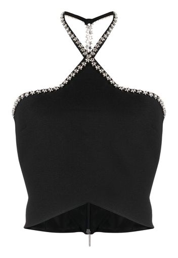 MSGM crystal-embellished halterneck top - Schwarz