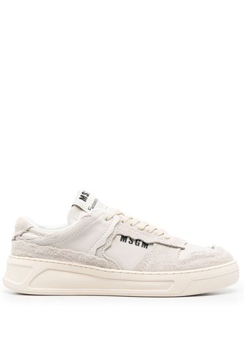 MSGM logo-print leather sneakers - Nude