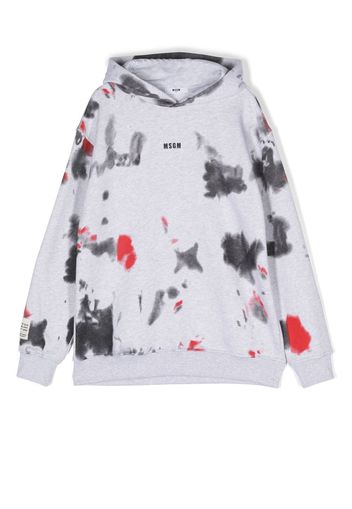 MSGM Kids tie-dye print logo hoodie - Grau