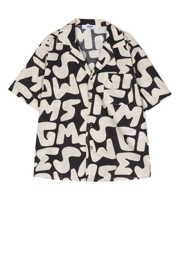 MSGM Kids logo-print cotton shirt - Nude