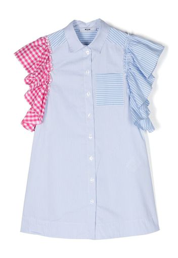 MSGM Kids multi-stripe check-detail shirt - Weiß