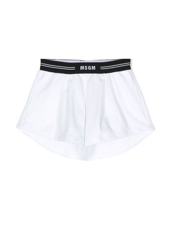 MSGM Kids logo-print pleated shorts - Weiß