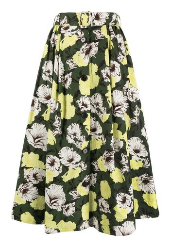 MSGM Hibiscus Camouflage-print skirt - Grün