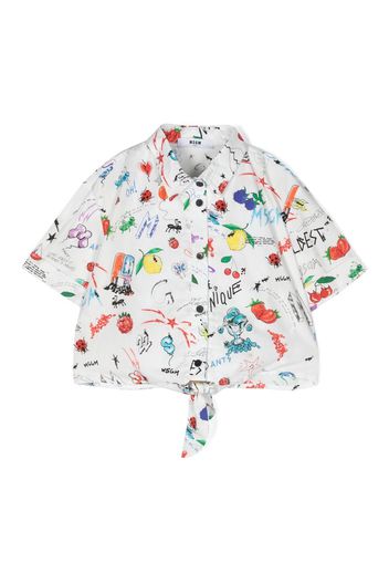 MSGM Kids graphic-print cropped blouse - Weiß