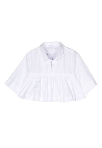 MSGM Kids ruffled-trim cotton shirt - Weiß