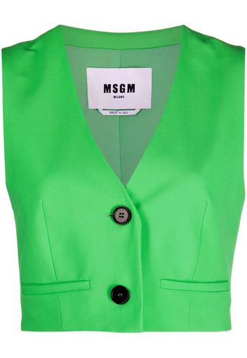 MSGM cropped virgin wool waistcoat - Grün