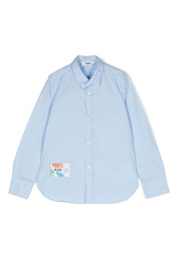 MSGM Kids logo-print cotton shirt - Blau