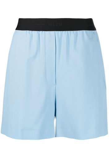 MSGM stretch-wool logo-waistband shorts - Blau