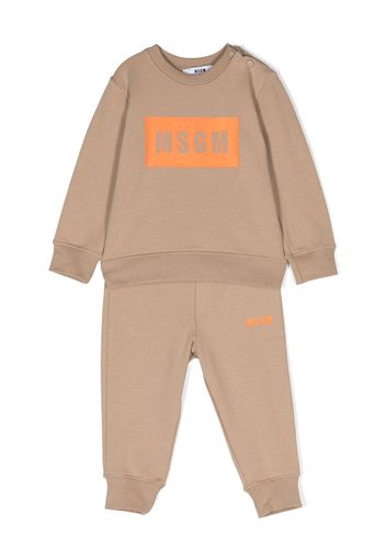 MSGM Kids logo-print crew-neck tracksuit set - Nude