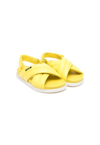 MSGM Kids crossover-strap leather sandals - Gelb